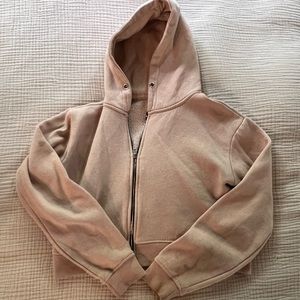 Light pink crop zip up hoodie small